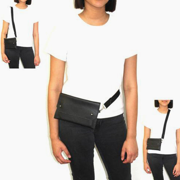 Navy Leather Belt Bag