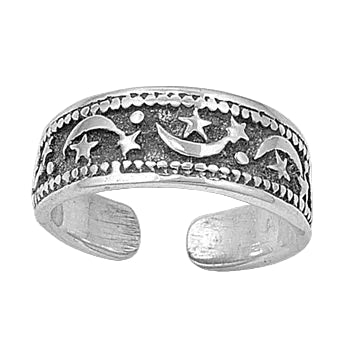 Celestial Moon and Star Toe Ring