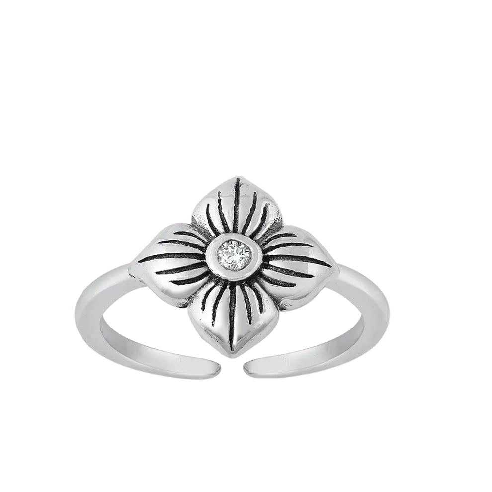 Plumeria Crystal Flower Toe Ring