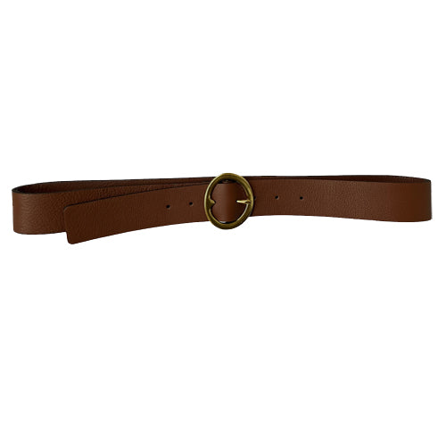 Modern Buckle Leather Belt Cognac