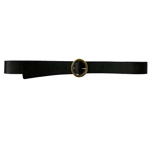 Modern Buckle Leather Belt Black