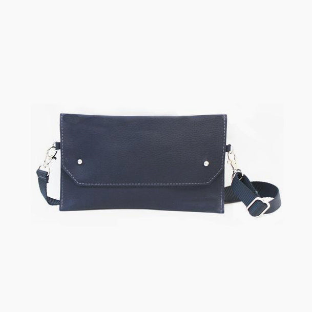 Navy Leather Belt Bag