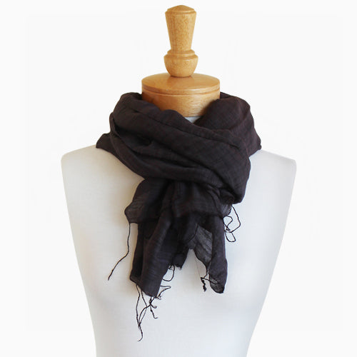 Aubergine Silk and Cotton Scarf