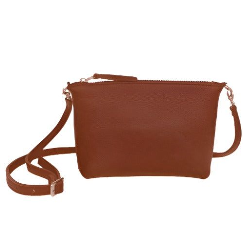 Petite Leather Crossbody Bag Cognac