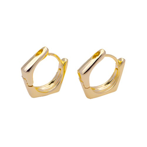 Hexagon Huggie Hoops