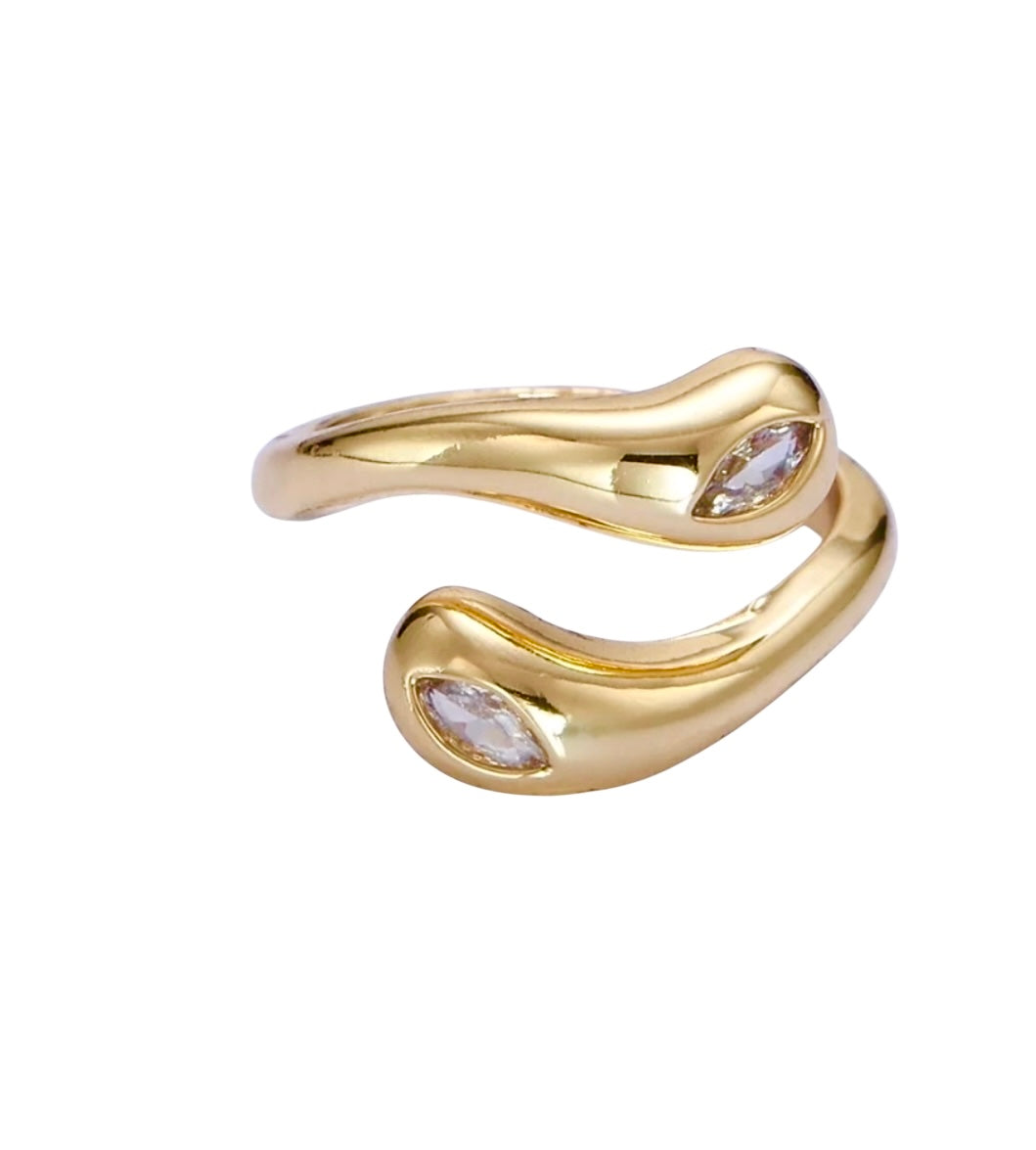 Crystal Eyed Abstract Snake Ring