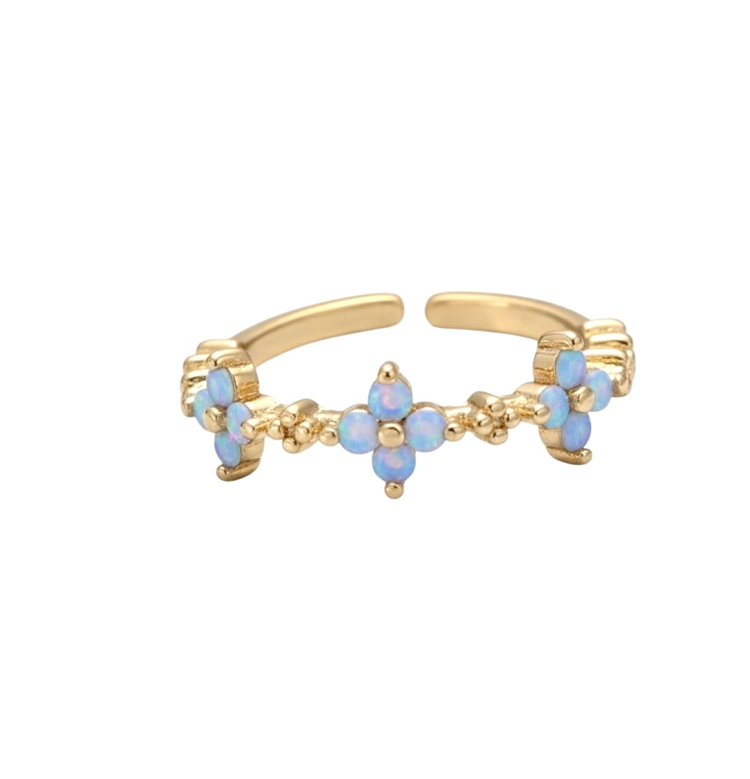 Blue Opal Flower Ring