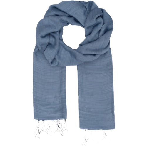 Indigo Silk and Cotton Scarf