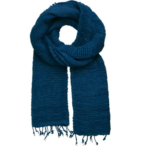 Navy Woven Cotton Scarf