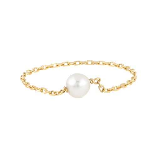 Gold Pearl Chain Ring