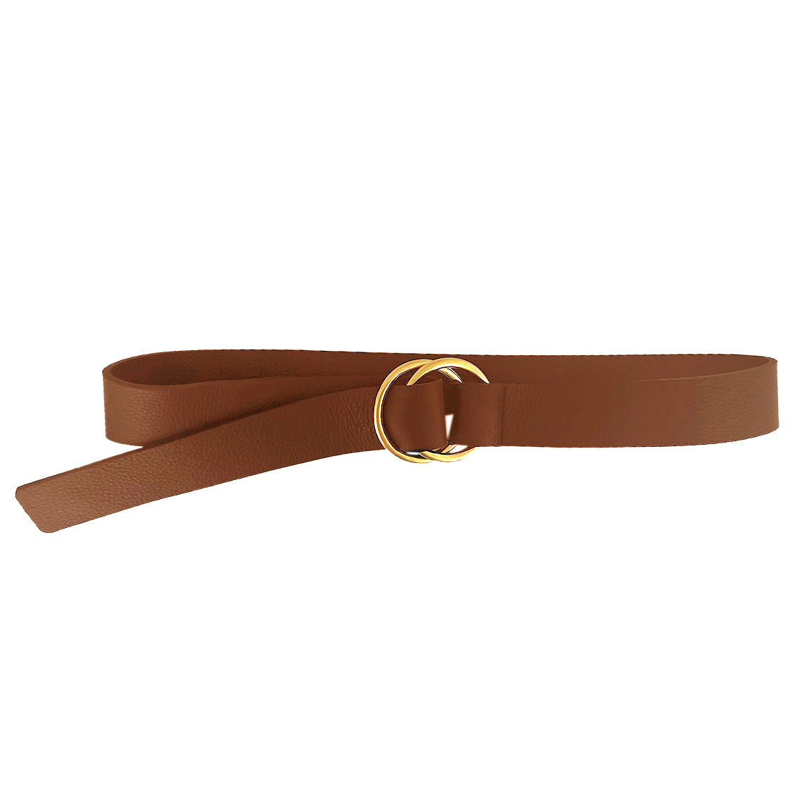 Double Ring Leather Belt Cognac