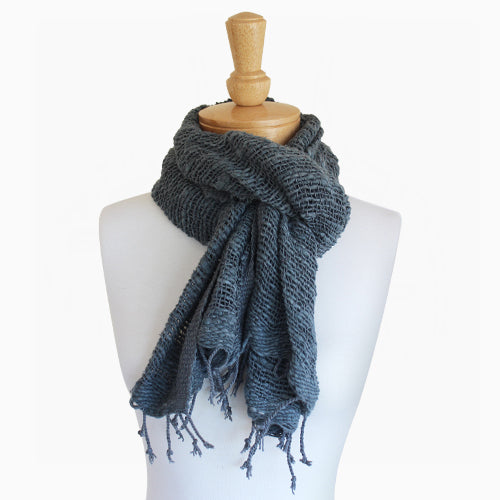 Charcoal Woven Cotton Scarf