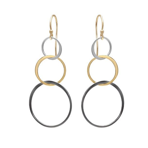 Tri Color Circle Drop Earrings