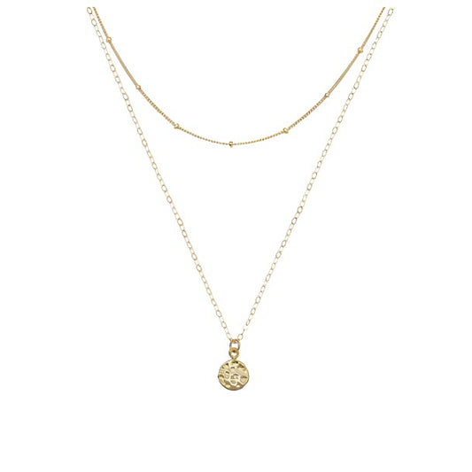 Textured Disc Layered Necklace
