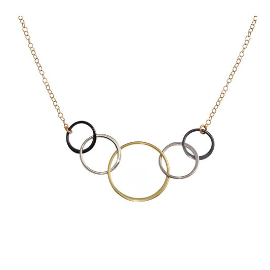 5 Circle Tri Color Necklace