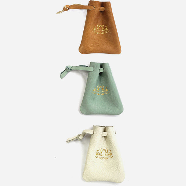 Lotus Leather Jewelry Pouch