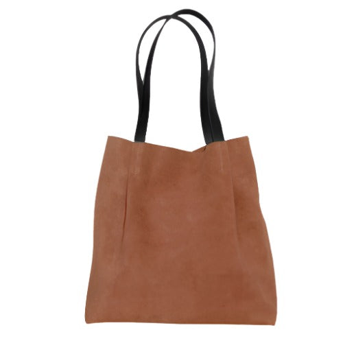 Suede and Leather Tote Bag Tobacco