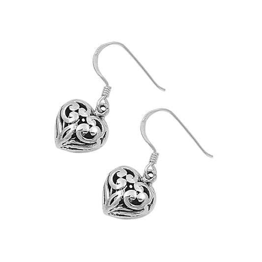 Filagree Heart Drop Earrings