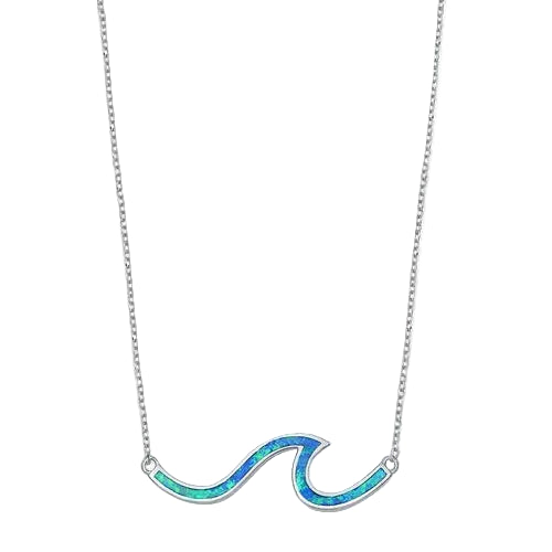 Blue Opal Wave Necklace
