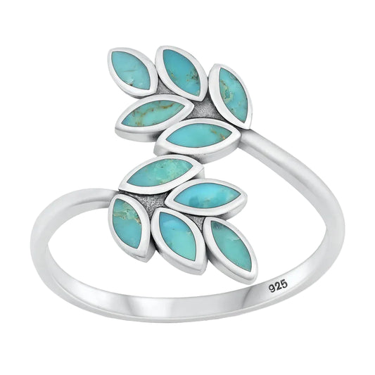 Flowing Turquoise Leaf Ring