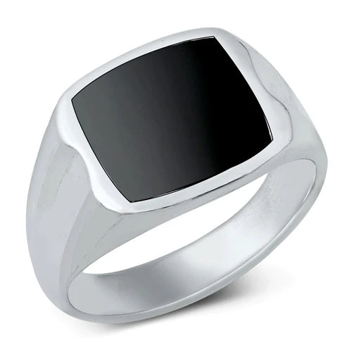 Black Agate Signet Ring