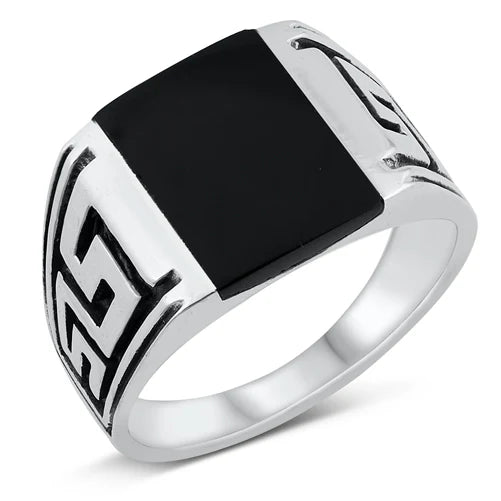 Black Agate Signet Ring