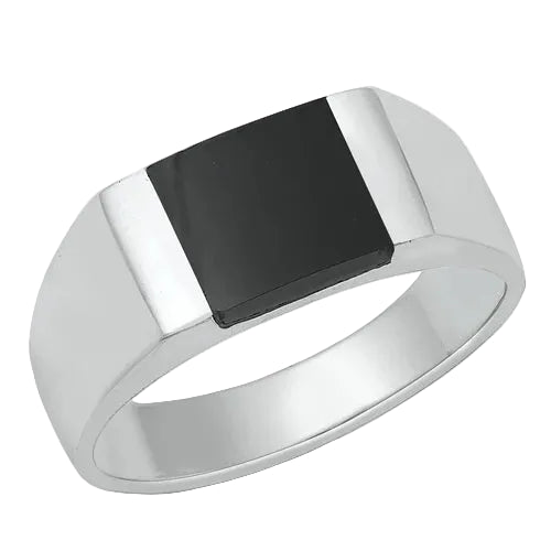 Black Agate Signet Ring