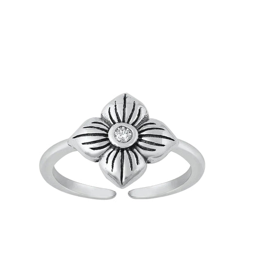 Plumeria Crystal Flower Toe Ring