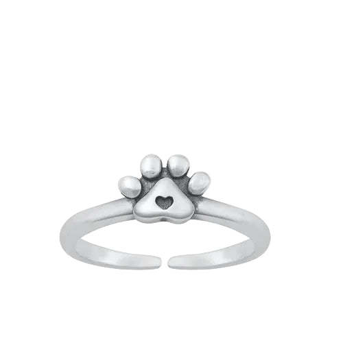 Paw and Heart Toe Ring