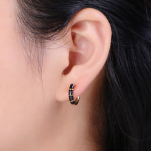 Black Bamboo Huggie Hoops