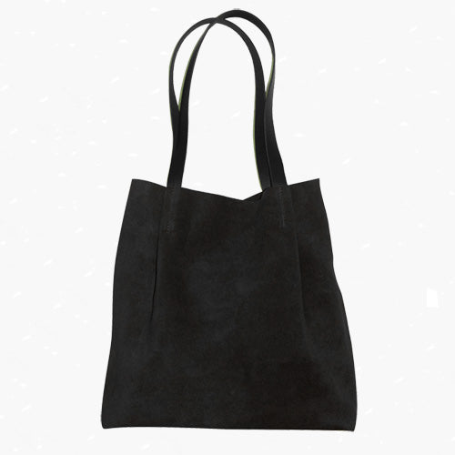 Suede and Leather Tote Bag Black In Stock