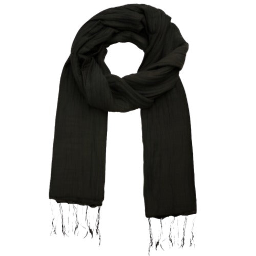 Black Silk and Cotton Scarf