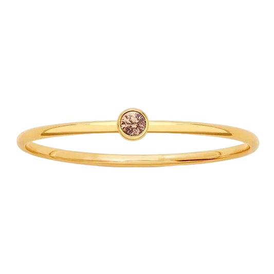 Tiny Champagne Yellow Solitaire Ring