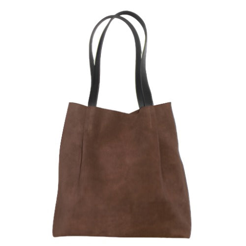 Suede and Leather Tote Bag Chocolate