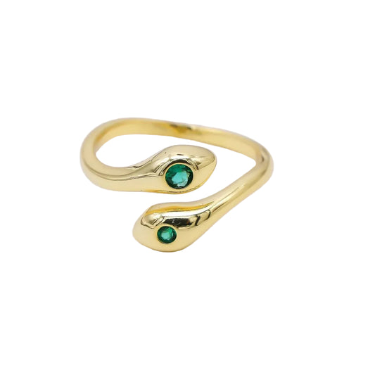 Green Eyed Abstract Snake Ring