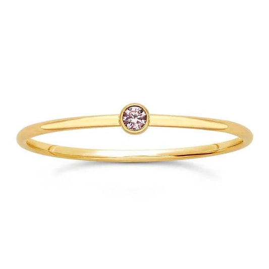 Tiny Rose Pink Solitaire Ring