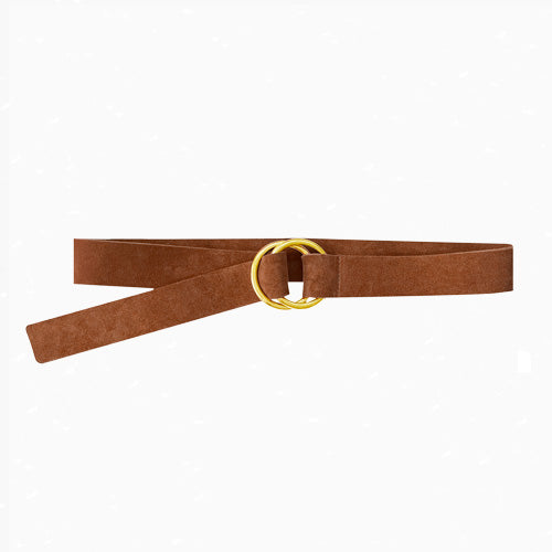 Tobacco Suede Double Ring Belt
