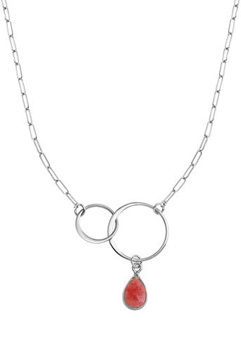 Double Circle Pink Chalcedony Necklace