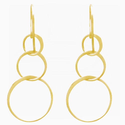 3 Circle Gold Drop Earrings