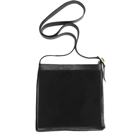 Cross Body Leather Pocket Bag Black