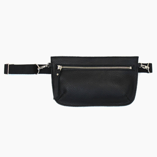 Black Front Zip Belt Bag