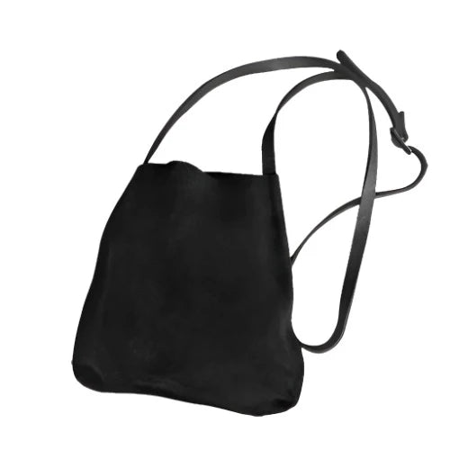Suede and Leather Crossbody Bag Black