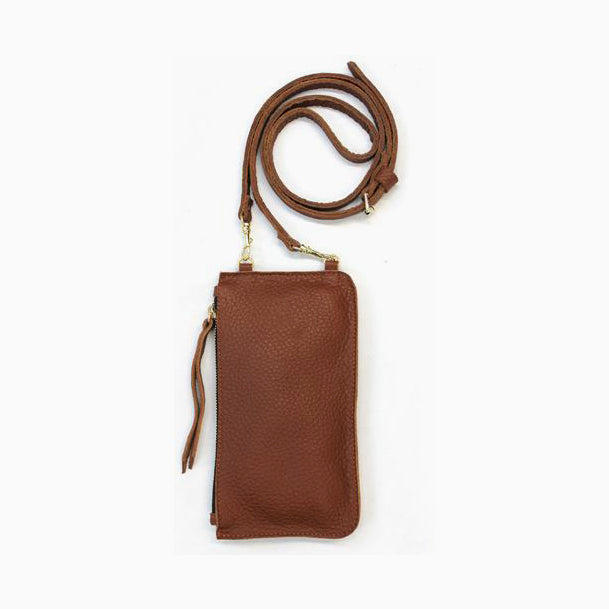 Made In Italy Leather Phone Holder Crossbody