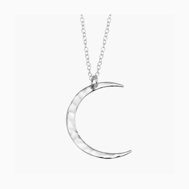 Hammered Crescent Moon Necklace In Stock