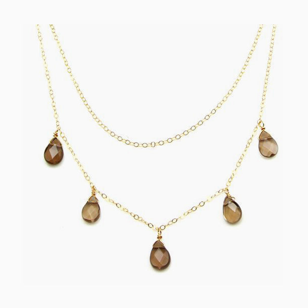 Layered Topaz Drop Necklace