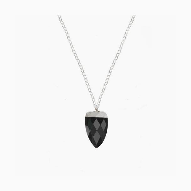 Black Quartz Shield Necklace