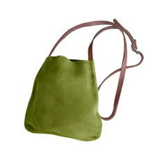Suede and Leather Crossbody Bag Olive