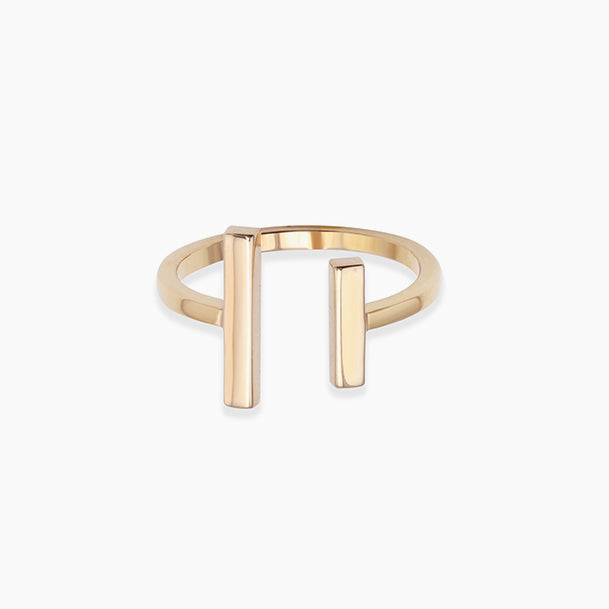Gold Modern Two Bar Ring In Stock