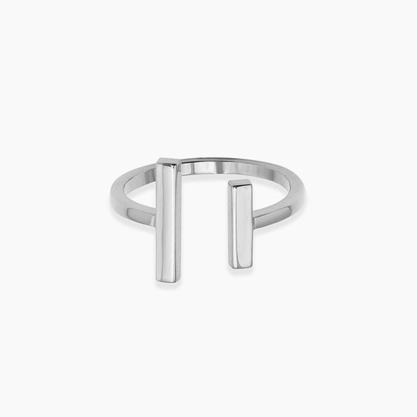 Silver Modern Two Bar Ring In Stock