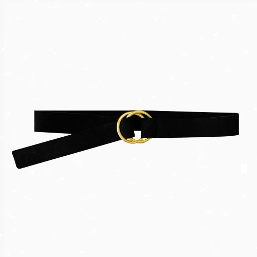 Black Suede Double Ring Belt
